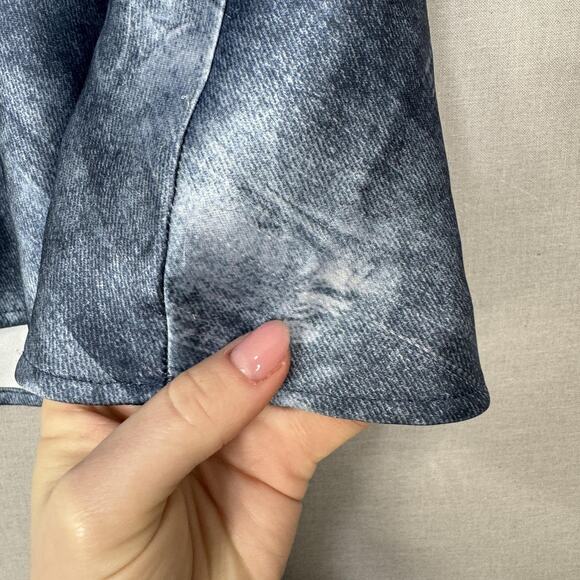 Zara Dress Womens Small Blue Denim Jean Print Satin Slip Maxi Y2K Backless Party - Picture 8 of 15